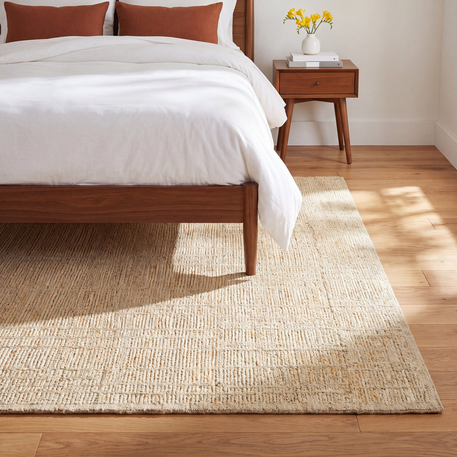 Gitte Hand-Knotted Beige Wool Rug, Rectangle 9' x 12'