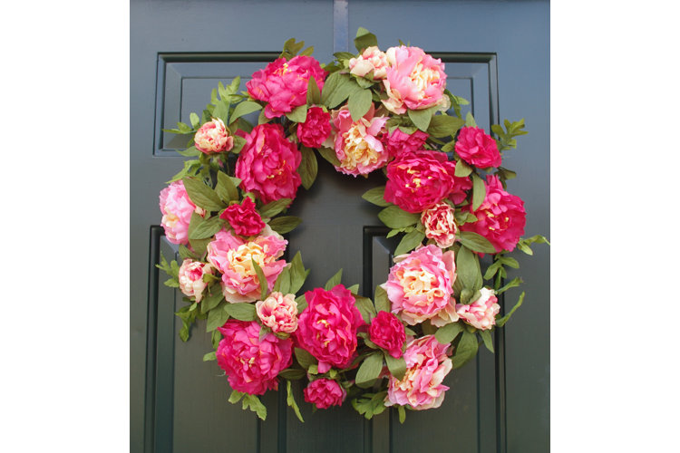 Artificial Flower Wreath, Magnolia Floral Wreath Spring Wreath Front Door  Wreath For Porch Farmhouse Wedding Decor