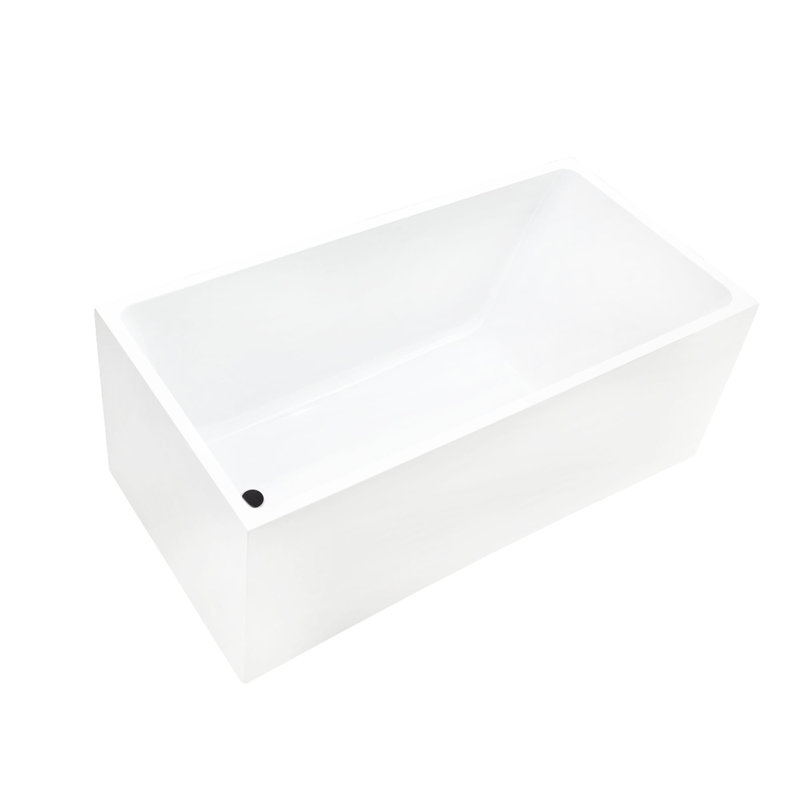 47" x 29" Freestanding Soaking Acrylic Bathtub, White/Oil Rubbed Bronze
