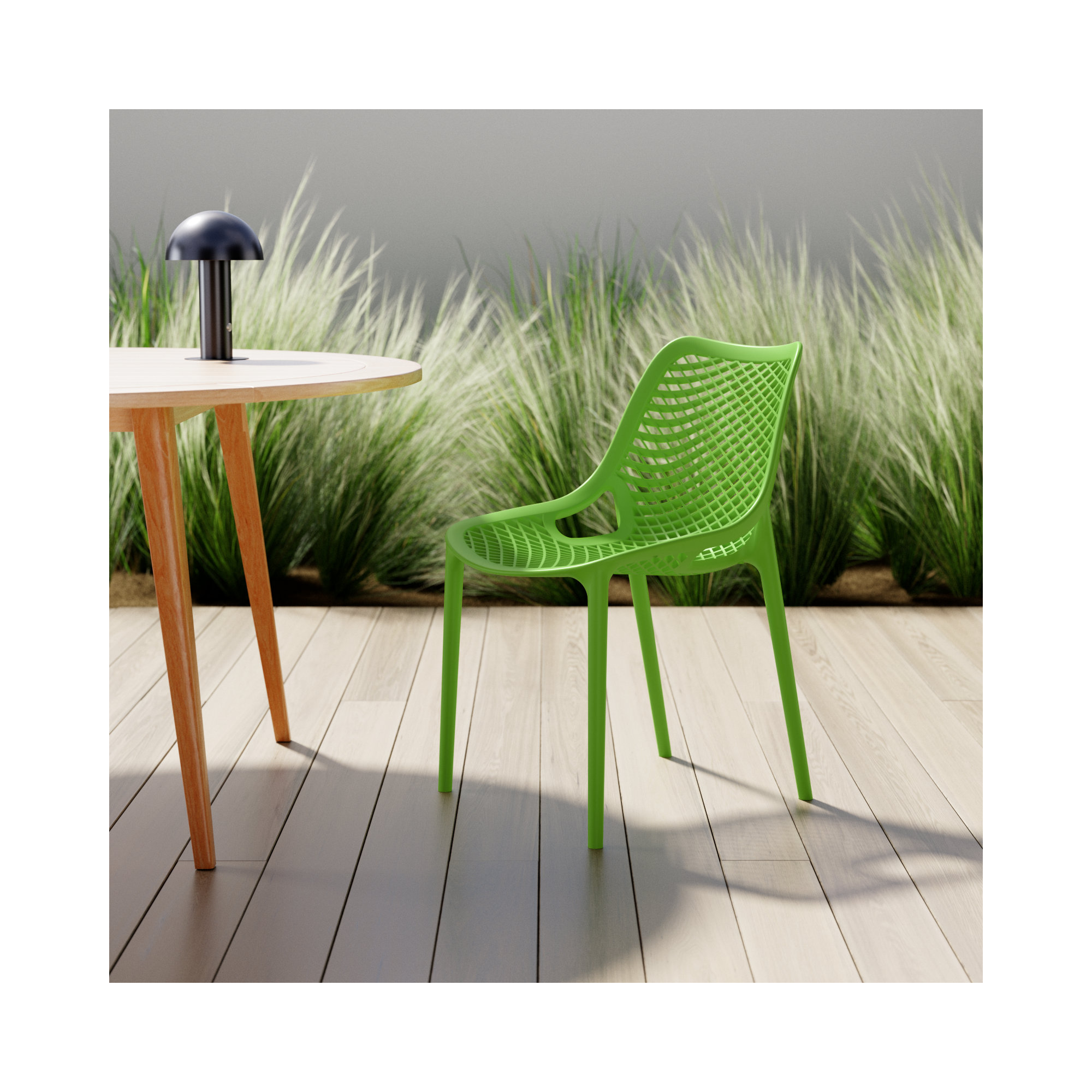 Farrah Outdoor Stacking Dining Side Chair, Tropical Green