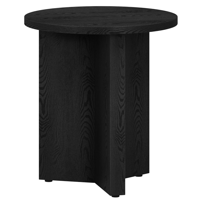 Anders 20" Wide Round Side Table in Black Grain, Black Grain