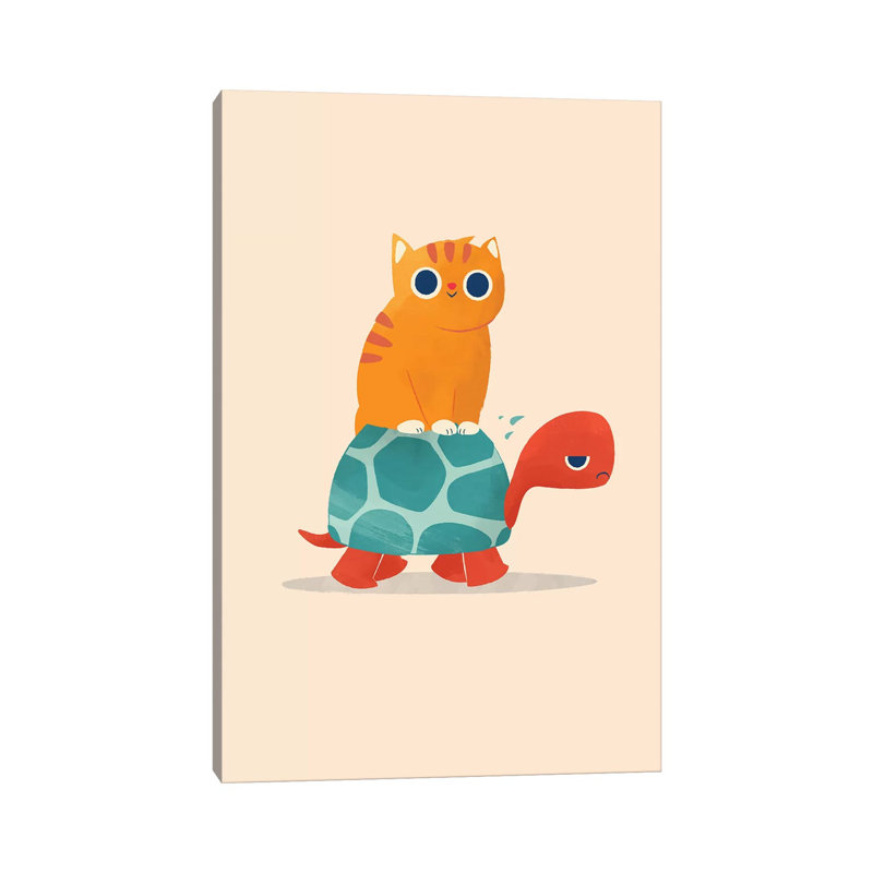 Fat Cat Rides A Turtle by Jay Fleck - Wrapped Canvas Print, 30.48cm H x 20.32cm W x 1.91cm D