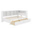 Lit de jour en bois avec 2 tiroirs, lit de jour avec tablette de rangement et ports de chargement USB, cadre de lit d'angle avec rangement pour bibliothèque-962935909-962935908