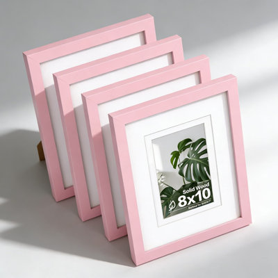 Ensemble de 4 cadres en bois massif avec plexiglas pour photos 8 x 10, avec tapis pour formats 4 x 6 et 5 x 7, plateau de table et support mural