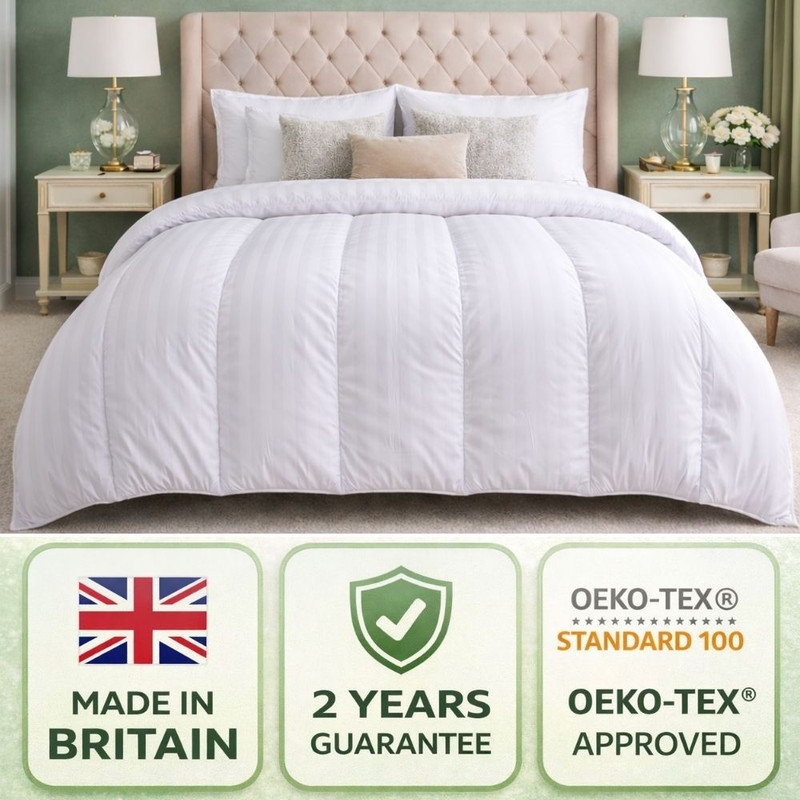 Opulent Home Premium Anti-Allergy Duvet Quilt 3 TOG - Lightweight Stripe Summer Comforter - Available Single /Double/King/Super King
