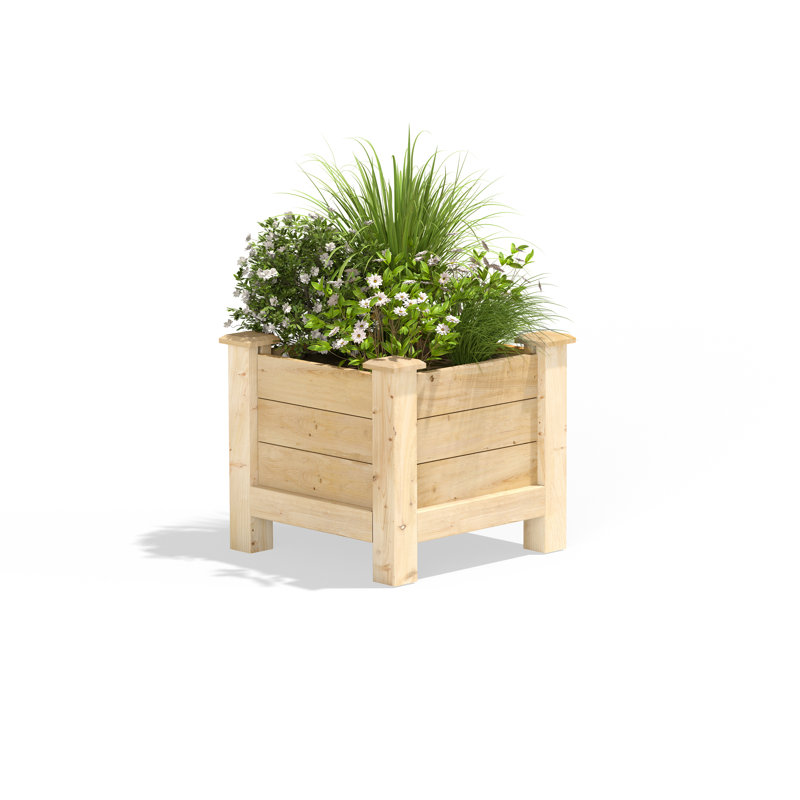 Wood Elevated Planter, 17" H x 16" W x 16" D