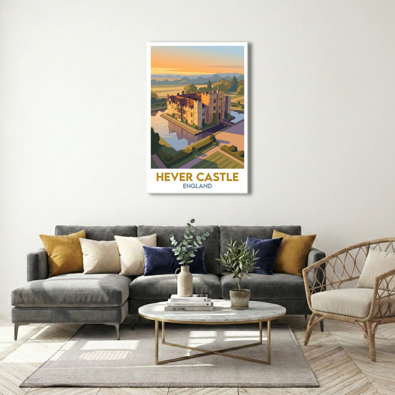 Hever Castle, England - Romantic Tudor Castle Travel Poster. Giclee Print On Wrapped Canvas. Wall Art, Home Decor - Castles & Palaces, England - Wrapped Canvas Print