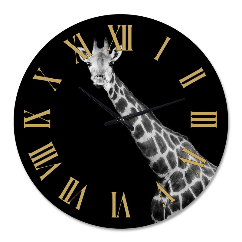 Gros plan, portrait d'une girafe I - horloge murale de ferme, Surdimensionné
