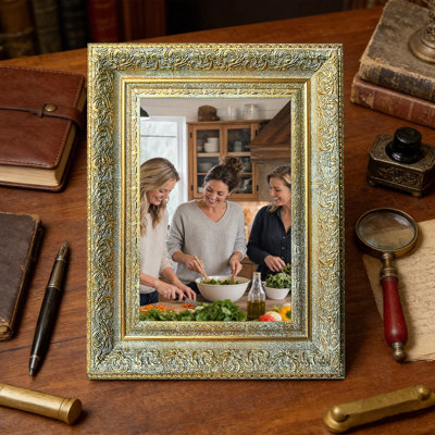 Cadre de table de table antique en or antique 1PC pour photos 11 po x 14 po et mémoire de voyage
