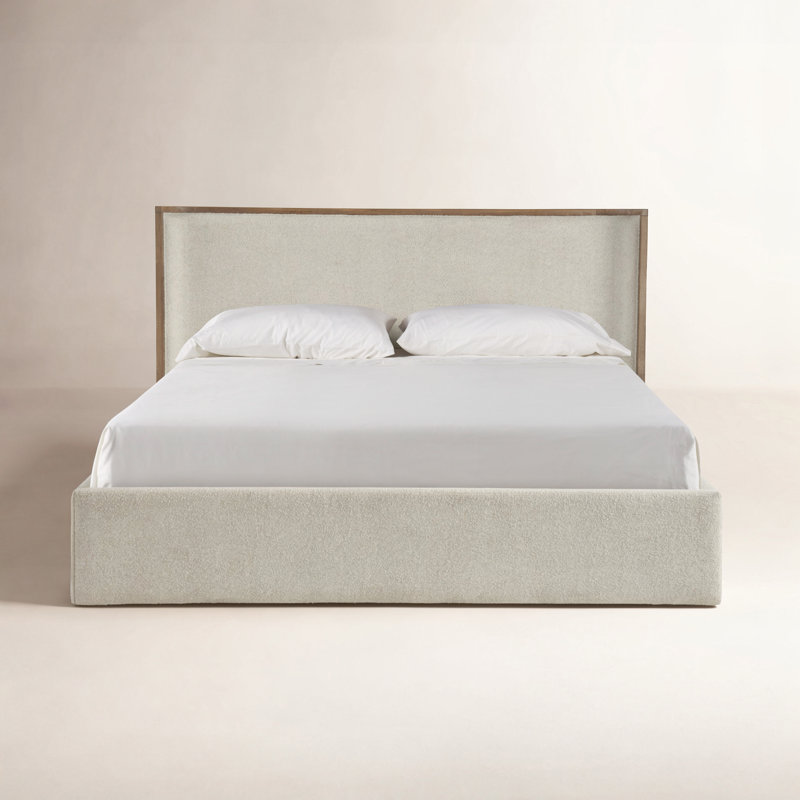 Avaline Owen Upholstered Storage Wingback Bed, King, Skylark/Sheldon Ivory
