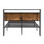 Structure de lit plateforme pleine grandeur en métal avec tête de lit en bois, pied de lit, ports USB et grand rangement sous le lit, assemblage facile, aucun sommier tapissier requis-1299834937