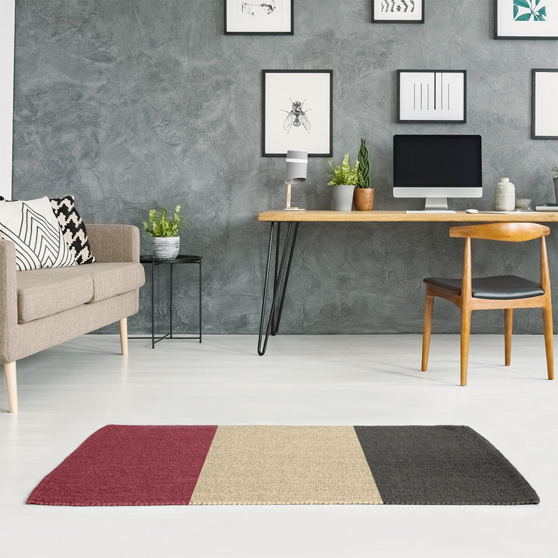Tapis de table rouge en brique de hockey national, Rectangle 5 pi x 7 pi