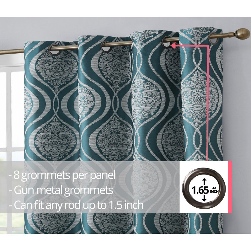 Guildford Curtain Pair, 52" W x 63" L, Teal Blue