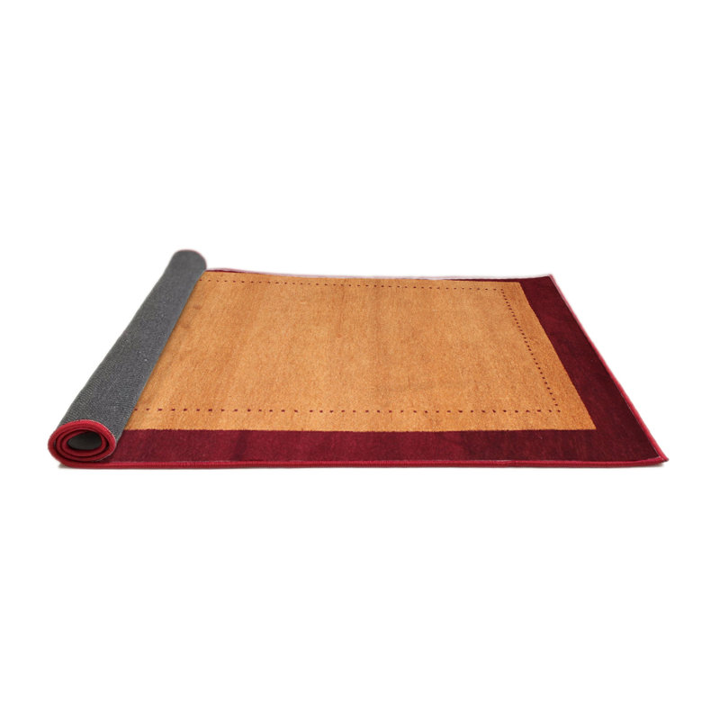 Tapis contemporain rouge / beige, Rond 5 pi