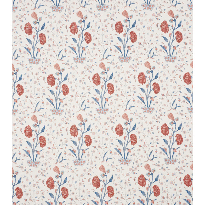 Khilana Floral Fabric, Delft/Rose