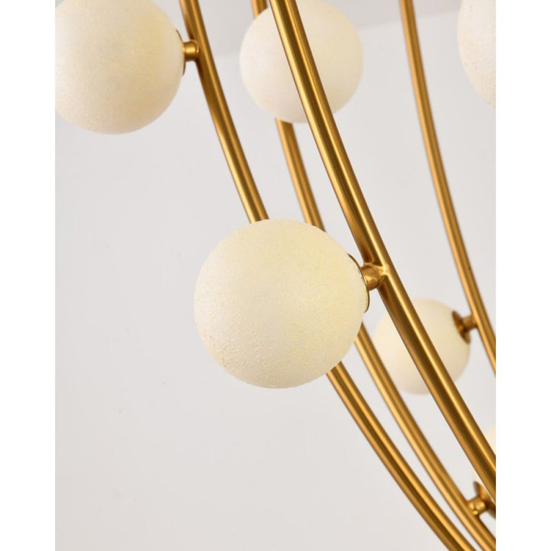 Lustre géométrique, Laiton brossé, Vert clair, 41" Width x 39" Depth x 34" Height