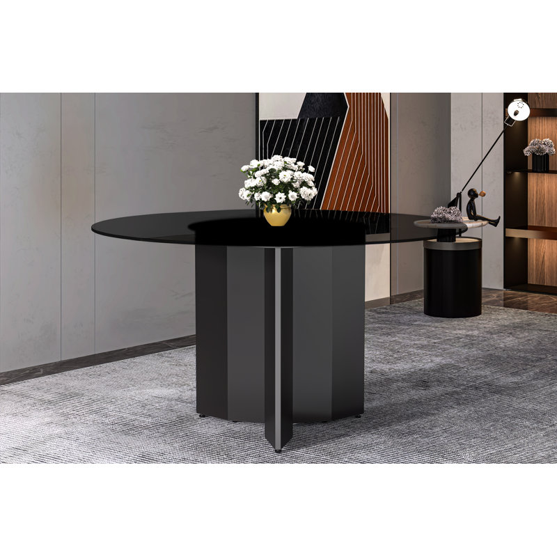 Table de salle à manger ronde Jabez, Noir, H 29,5 po x l 60 po x P 60 po