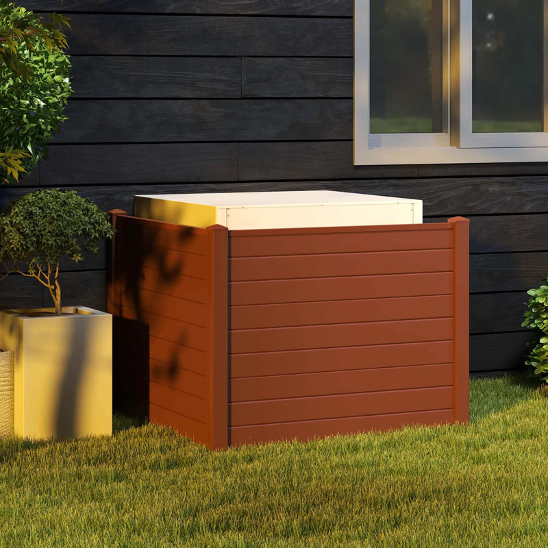 Costway 2 Pack 48" X 37.5" Air Conditioner Fence Screen Panel Kit With 3 Ground Stakes Brown