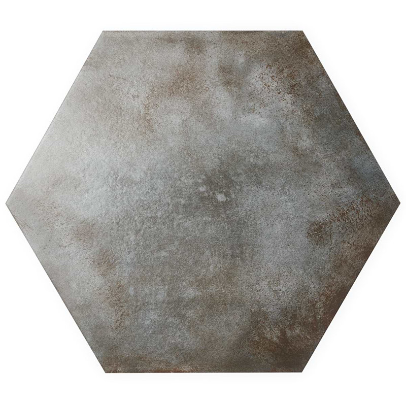 Angela Harris Flatiron 20" Large Hexagon Matte Porcelain Tile, Graphite