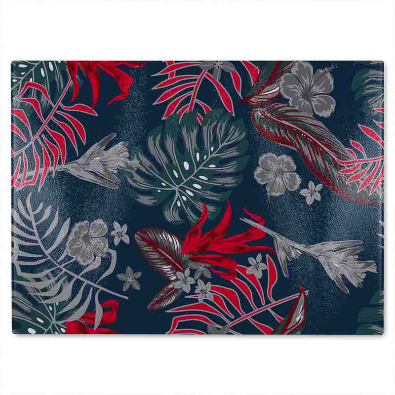 Leaves Of Tropical Plants Glass Chopping Board