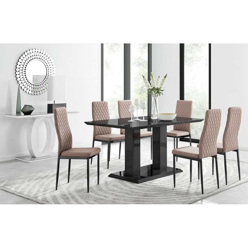 Edzard 6 -Person Dining Set, Cappuccino/Black