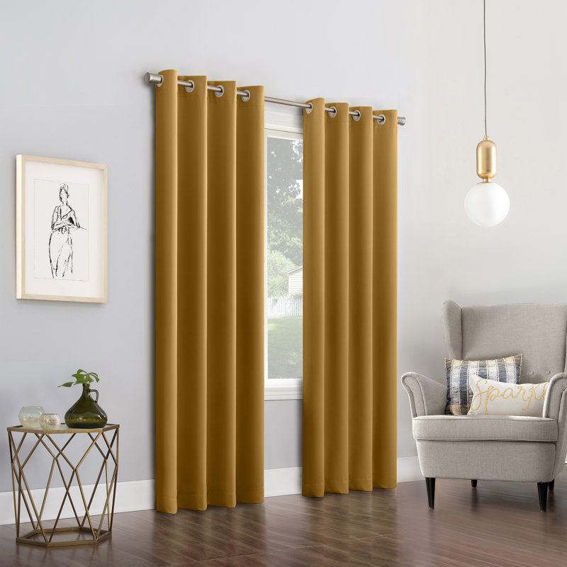 Burrier Wayfair Basics Blackout Grommet Curtain Panel, Gold, 40" W x 63" L