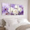 Roses blanches sur fond mauve, reproduction d'art sur toile tendue sur toile (ensemble de 3)