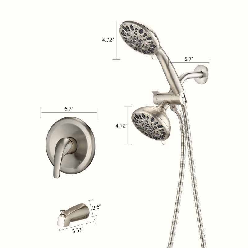 Complete Shower System with Rough in-Valve, Brushed Nickel