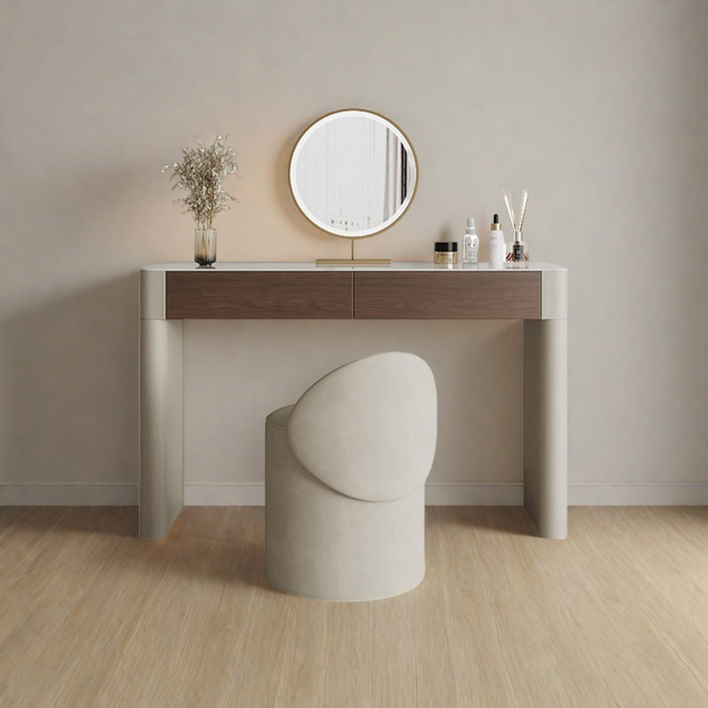 47.24"Minimalist Sintered Stone Tabletop Solid Wood Dressing Table