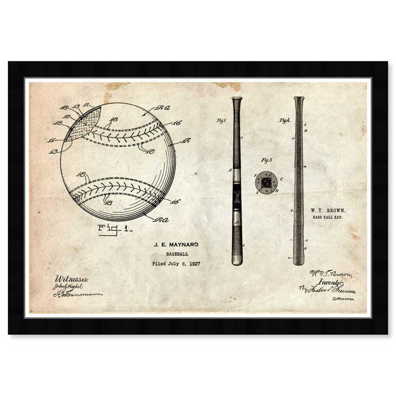 " Baseball And Basebat 1927 Parchment "