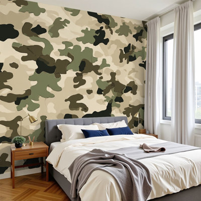 Peel and Stick Wallpaper military camouflage Abstract hunting Wall Murals 100"H x 144"W Removable PVC Wall Paper Self-Adhesive Wall Decor for Bedroom Living Room Home Office