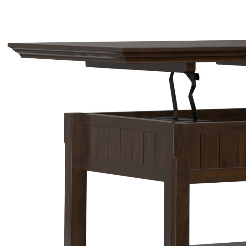 Brunette Brown Wood Lift-Top Coffee Table with Storage