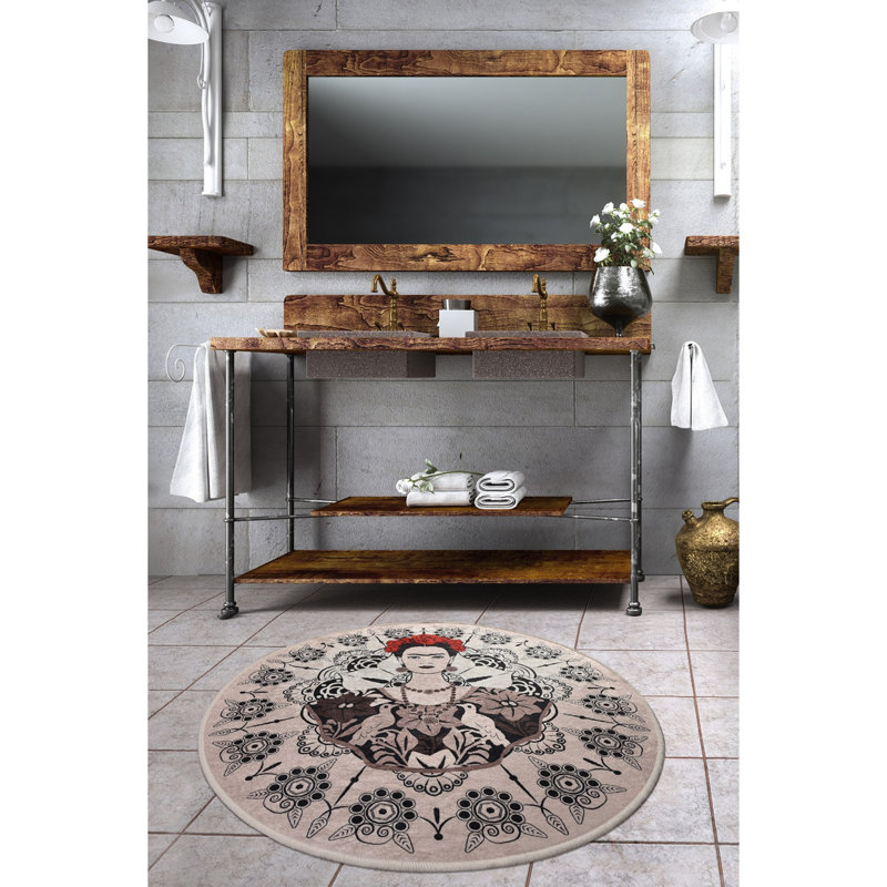 Tapis de bain antibactérien antidérapant, diamètre de 39,4 pouces, 100% polyester, hauteur de poils de 0,4 pouce, 700 g / m² | Lavable à la machine, facile d'entretien | Idéal pour la salle de bain, la douche et le spa, conception douce et durable