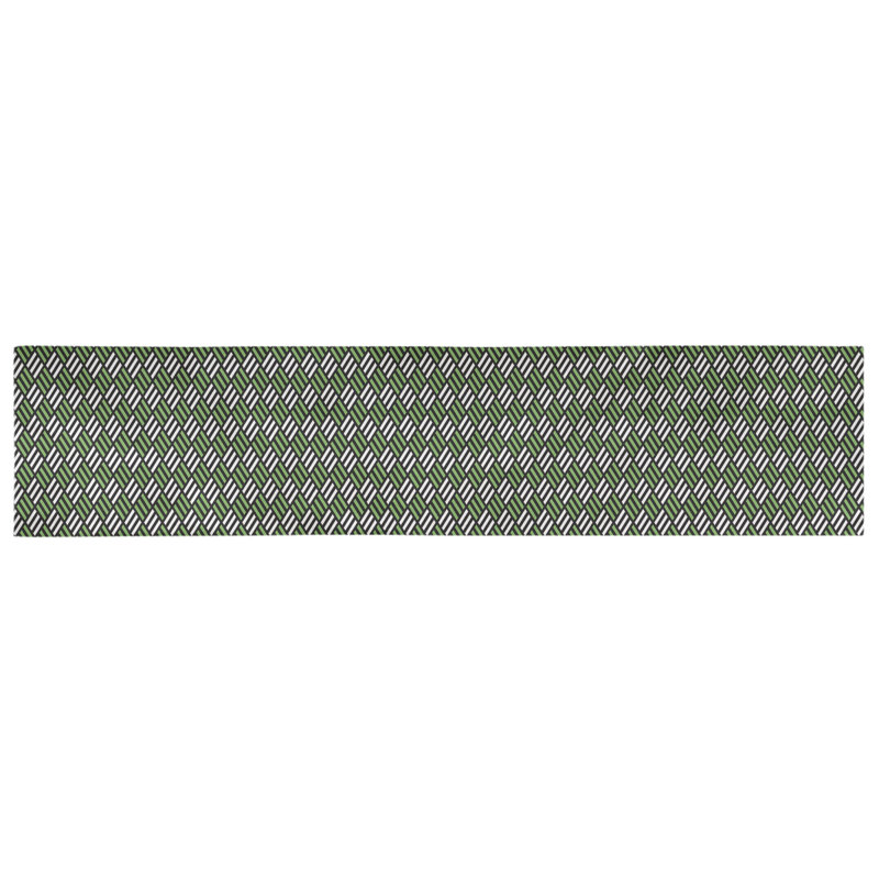 Chemin de table losanges à rayures Avicia, 73,5 po x 17,5 po, Noir / Vert, Coton