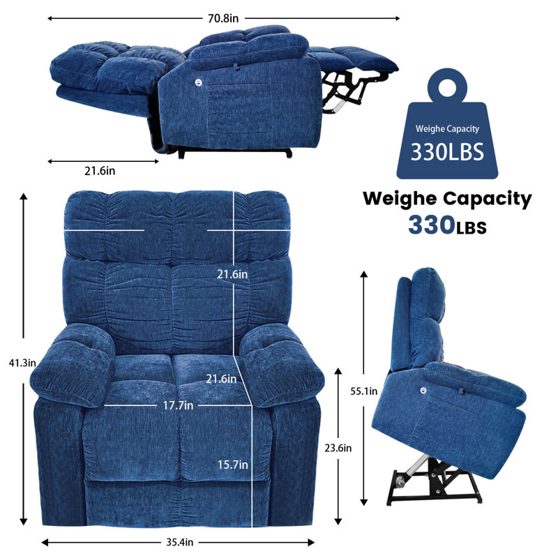 Fauteuil inclinable électrique Khamaron, Polypropylène / oléfine bleu