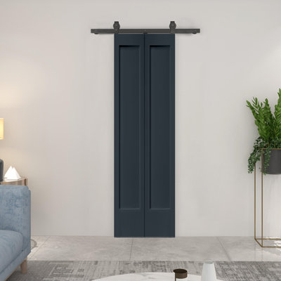 Paneled MDF Composite Bifold Barn Door with Installation Hardware Kit