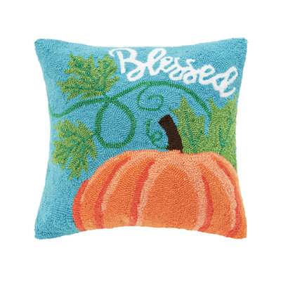  Blessed Pumpkin Hooked Throw Pillow