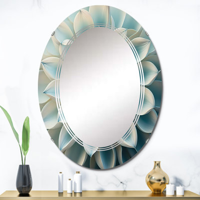 Miroir mural floral bleu et blanc Dahlia