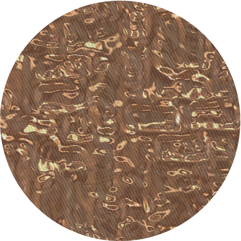 Tapis brun tissé à la machine, Rond 8 pi