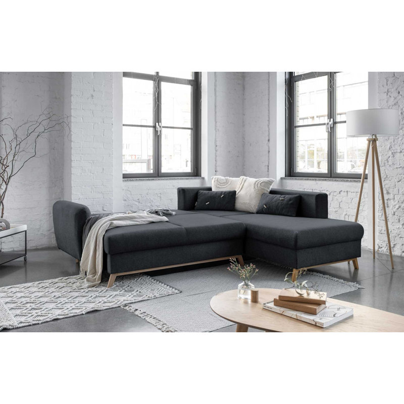 Scandic Lagom 6 Seater Sofa Bed, Right facing, Dark Grey