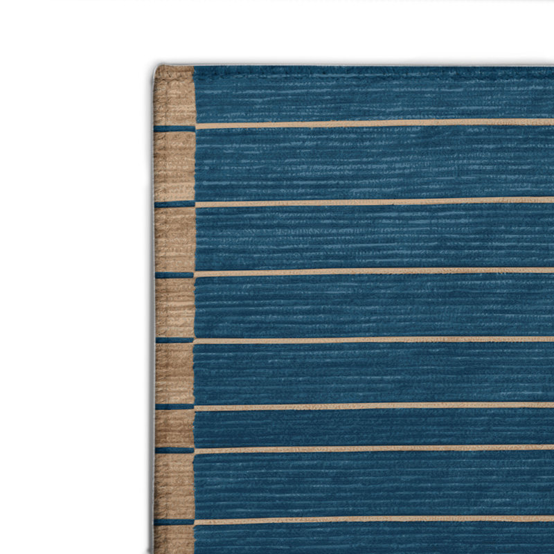 Tapis intérieur / extérieur bleu HorizontalStripes, Rectangulaire 2 pi x 3 pi