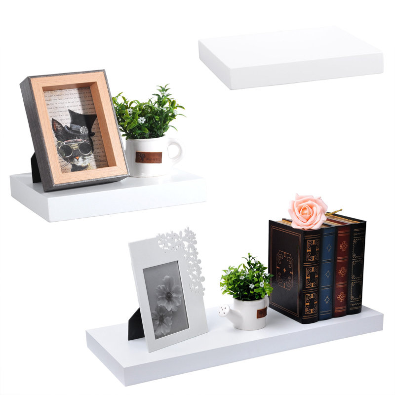 2 Piece Floating Shelf, 3.8cm H x 25cm W x 22.9cm D, White