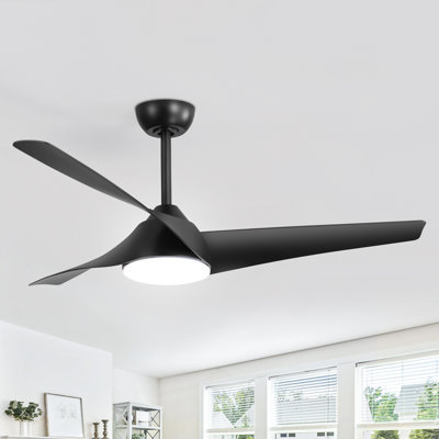 Markku 52'' 3-Blade Ceiling Fan with Light and Remote,DC Motor, 5''/10'' Downrods,3 LED Colours