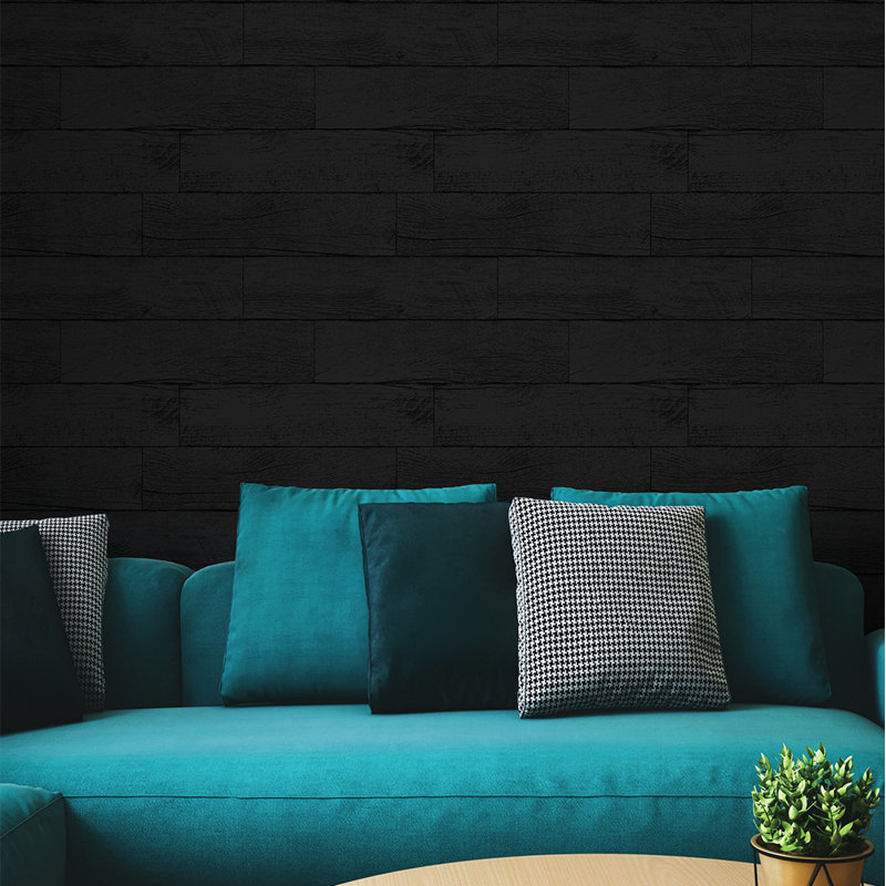 Shinn 16.5' L x 20.5" W Textured Peel and Stick Wallpaper Roll, Espresso
