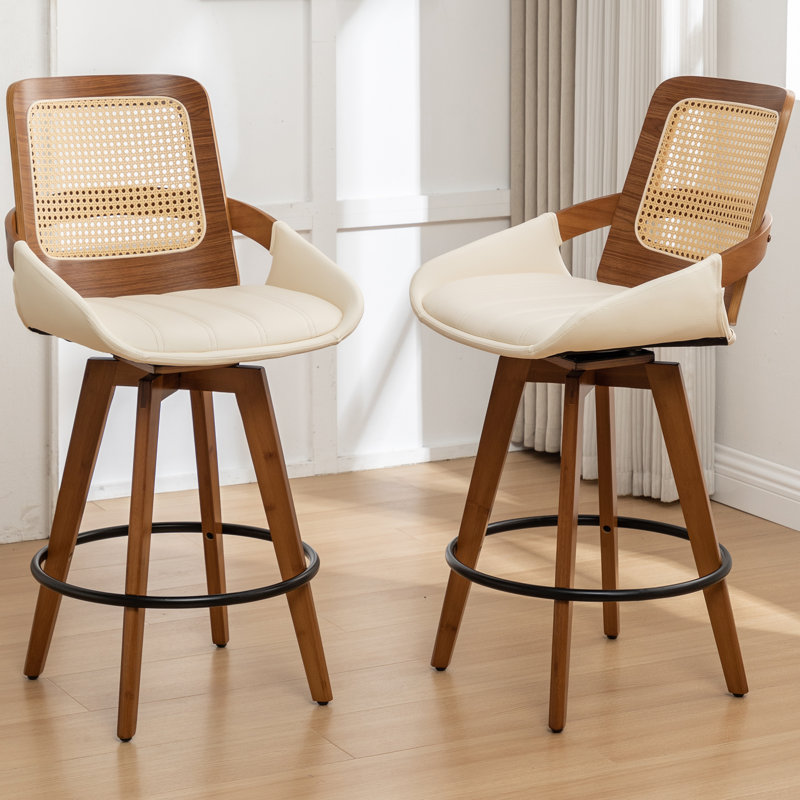 Tabouret de bar et de comptoir pivotant Shayleah, Beige, Tabouret de bar (siège d'une hauteur de 30 po)