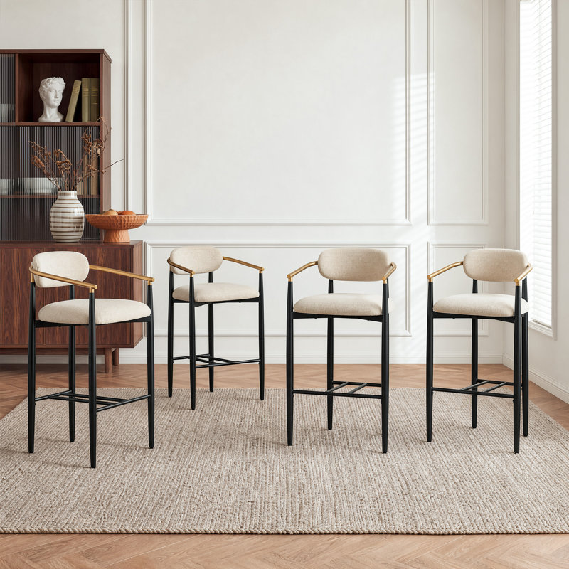 Tabourets de bar modernes COLAMY MATRIX, hauteur d'assise de 75 cm (29,5 po), pour comptoirs de 102 à 112 cm (40 à 44 po), beige, ensemble de 4