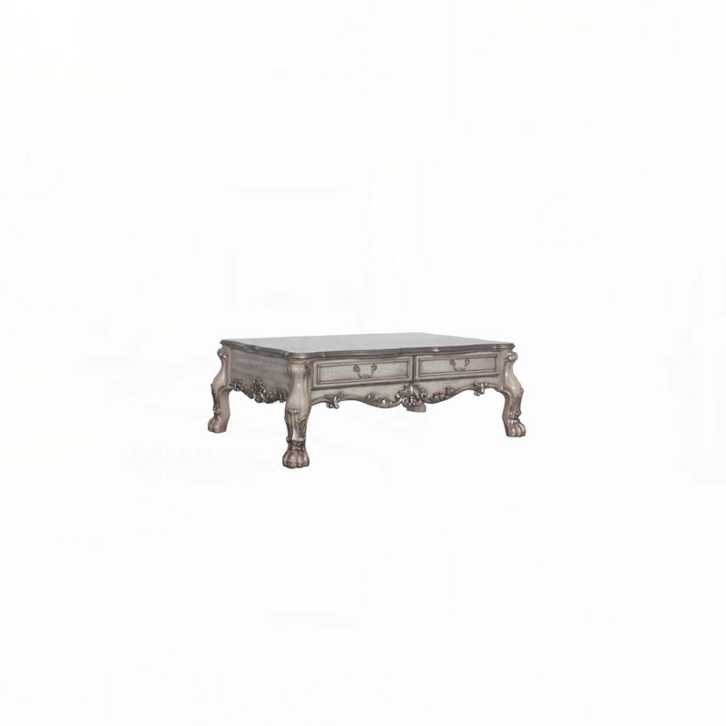 Table basse en bois avec 4 pieds et tiroirs