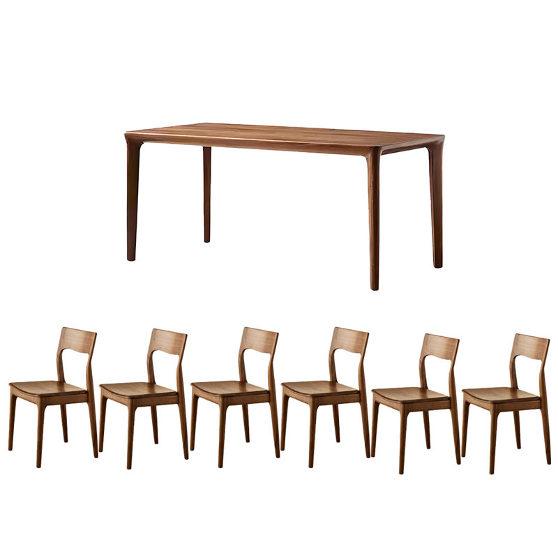 Ensemble de table rétro en noyer noir, H 29,52 po x L 62,99 po x l 31,49 po