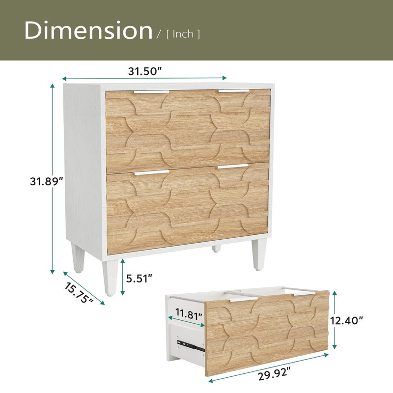 Wood Storage Cabinet,File Cabinet With Drawer, White/Walnut