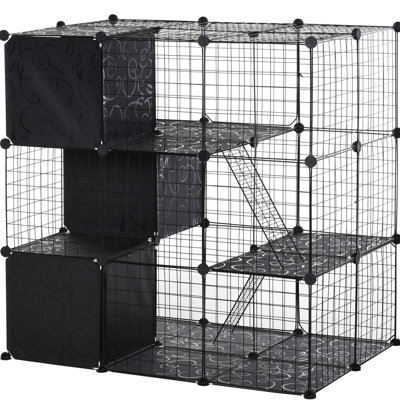 56 cages de repos pour petits animaux: portes, rampes, tablettes de rangement - pour lapin, chaton, chinchillas, cochon d'Inde, furet noir, 56 panneaux extraordinaires, métal